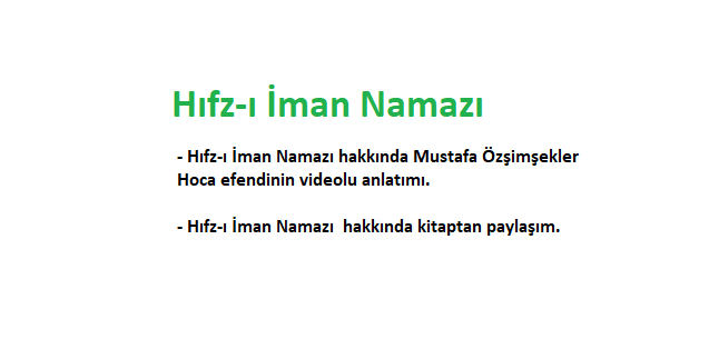 Hıfz-ı İman Namazı